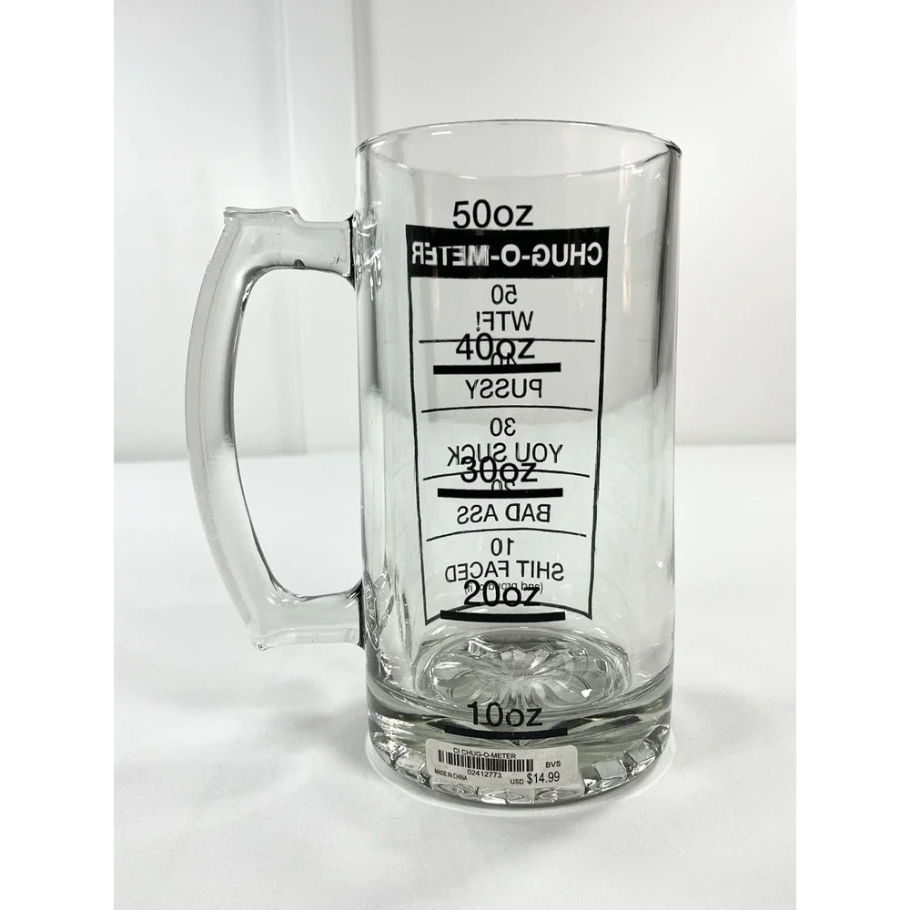 NWT Vintage Spencer's Chug-O-Meter 60oz Beer Stein Glass Novelty‎ Tankard Mug